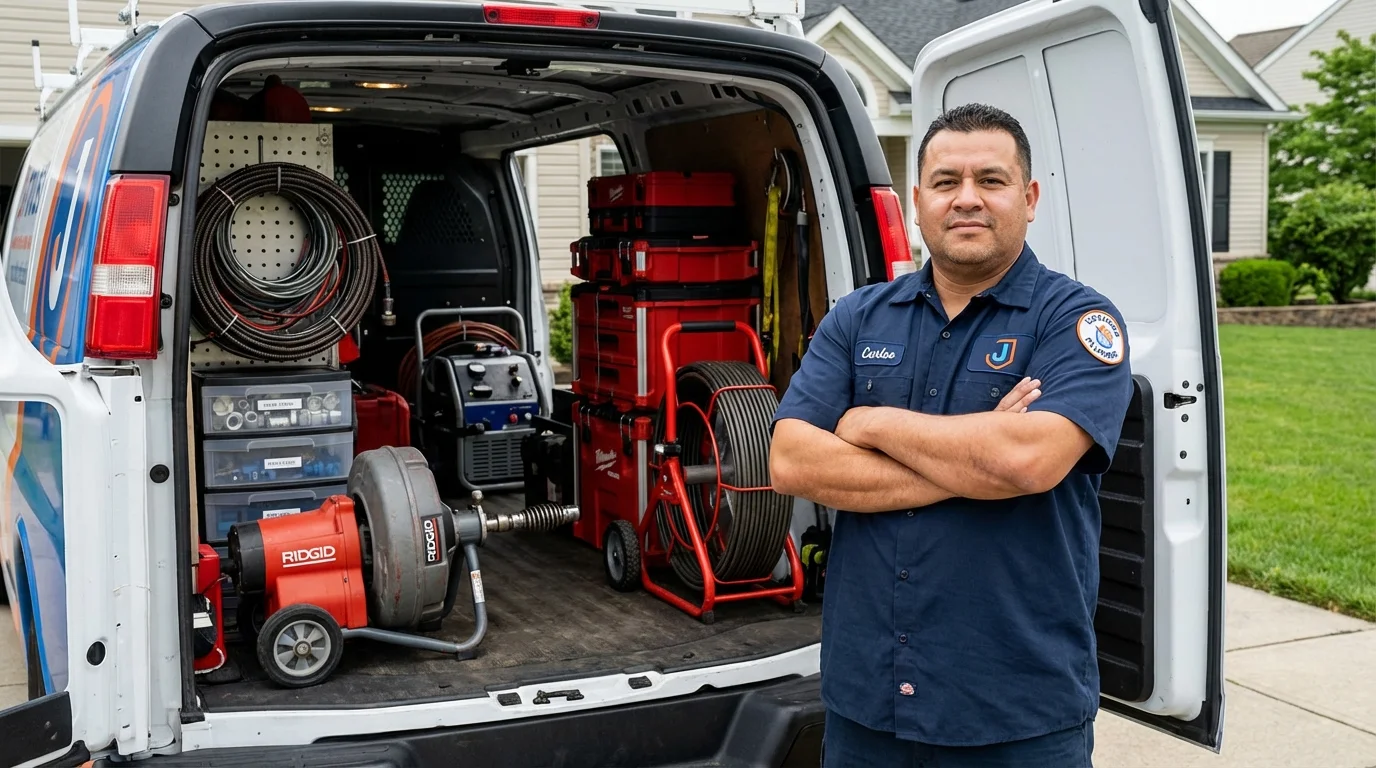 Professional drain cleaning equipment and Johns Plumbing LLC plumber in Campton