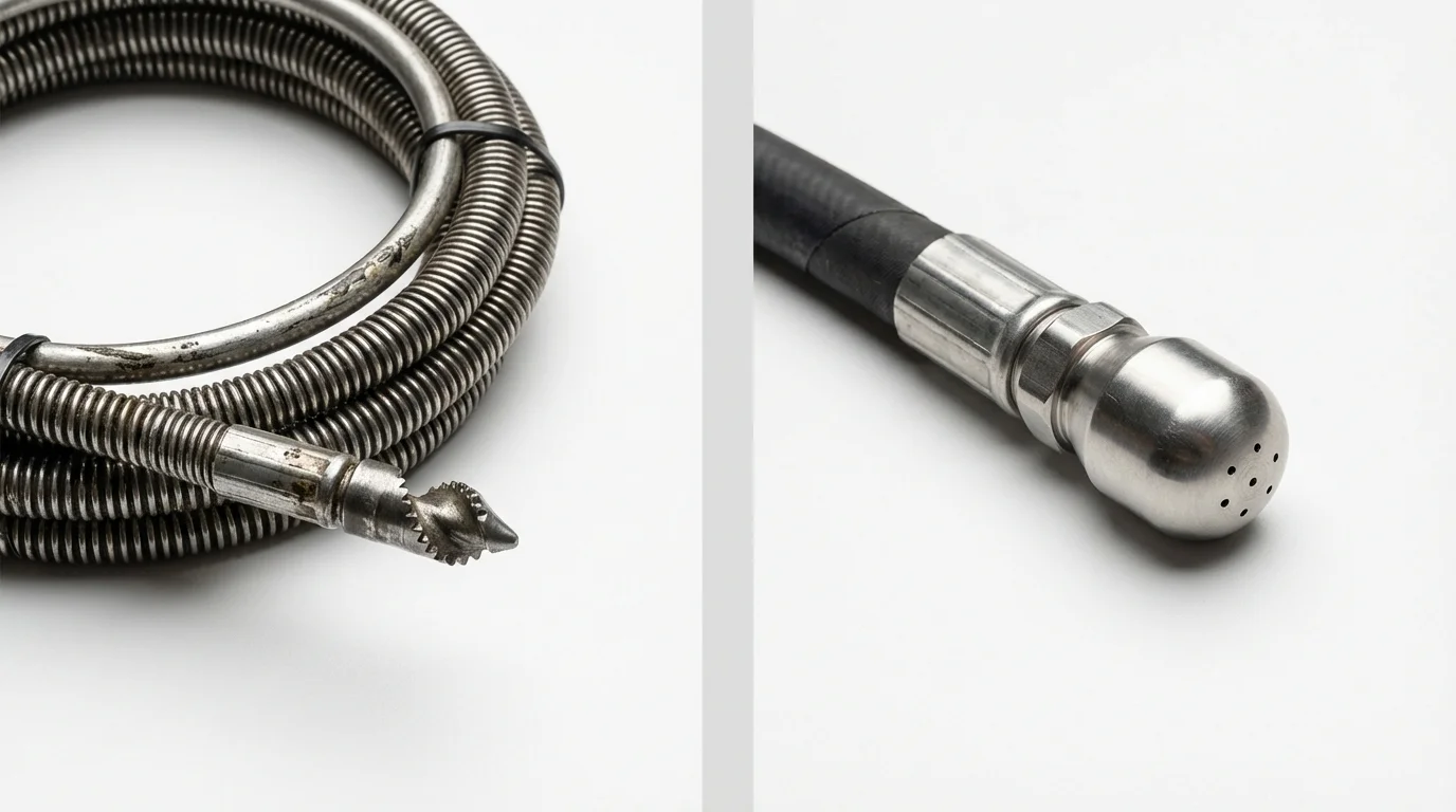 Drain snake cable and hydro jetting nozzle used for drain cleaning in Campton, KY