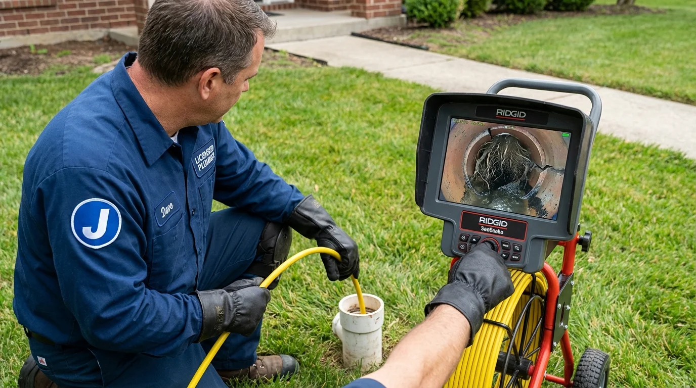 Sewer camera inspection being performed by Johns Plumbing LLC in Campton