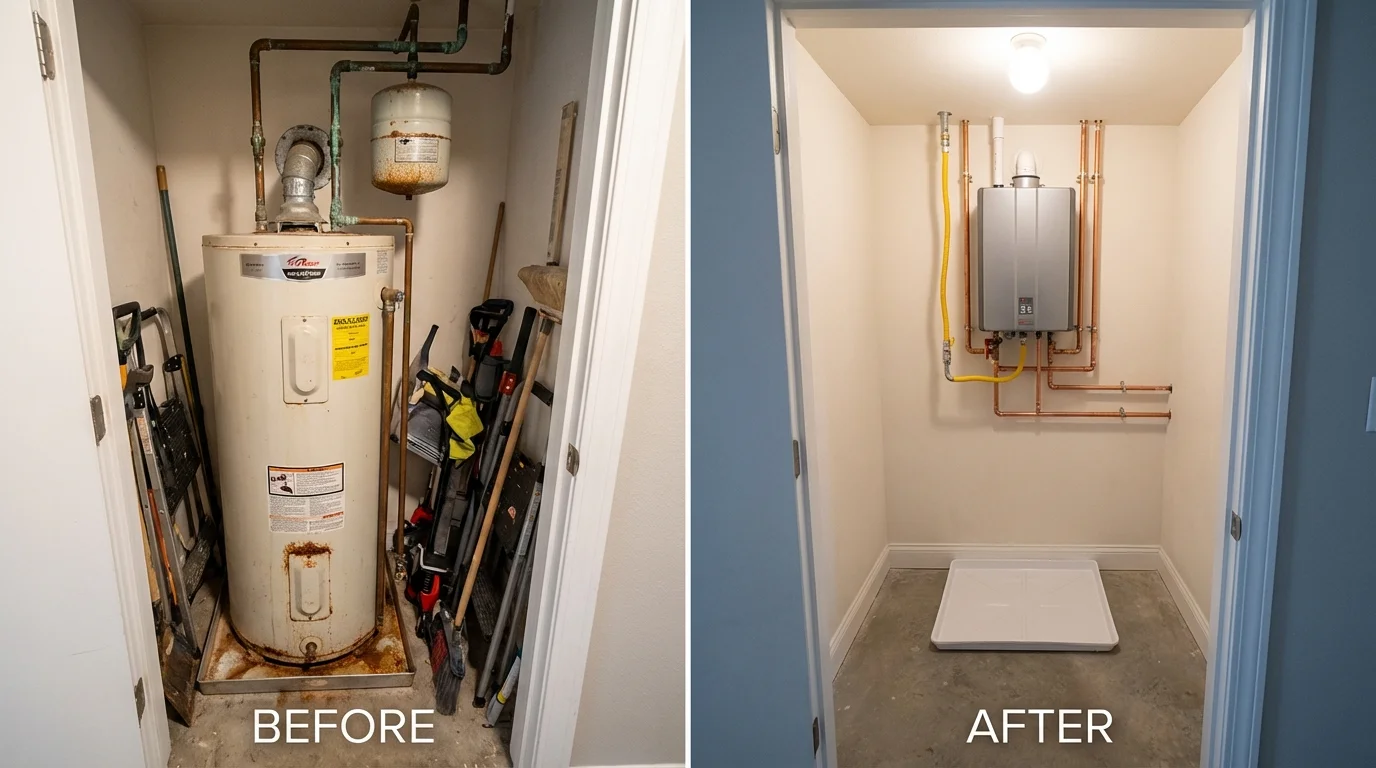 Tank water heater versus wall-mounted tankless unit comparison for Campton, KY homeowners